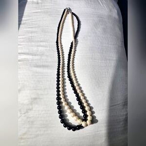 VINTAGE pearls, double strand black and white necklace